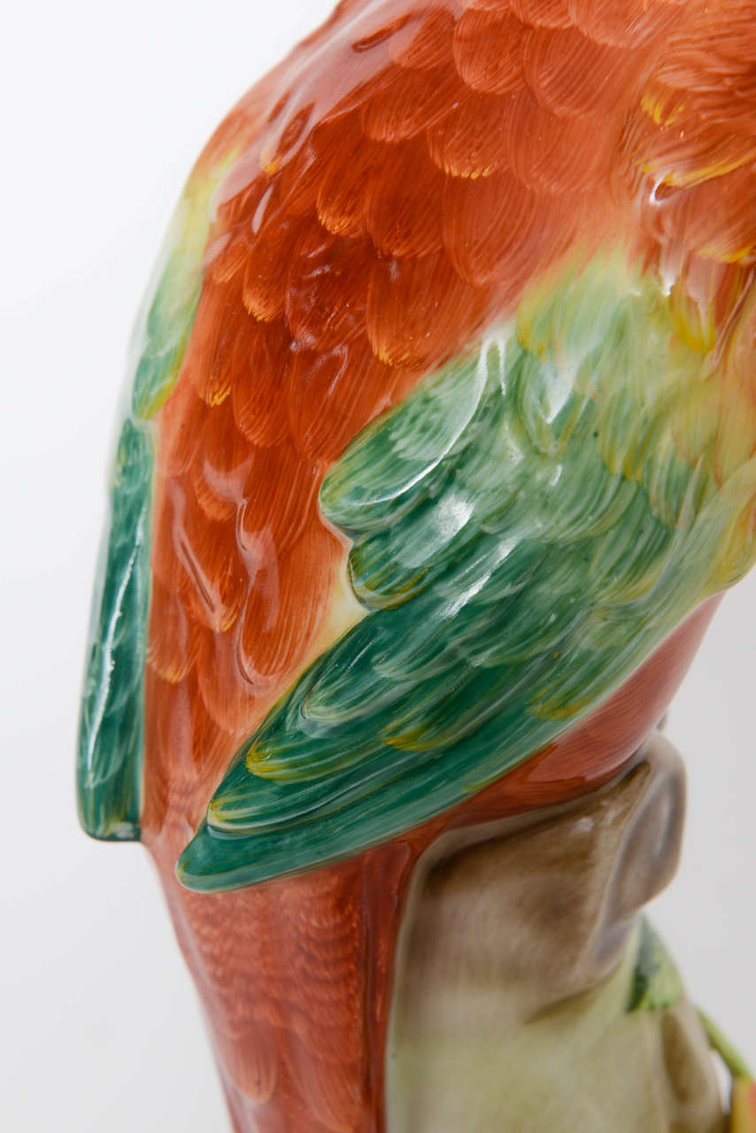 Herend Porcelain Parrot on a Stump, 20th Century For Sale at 1stDibs