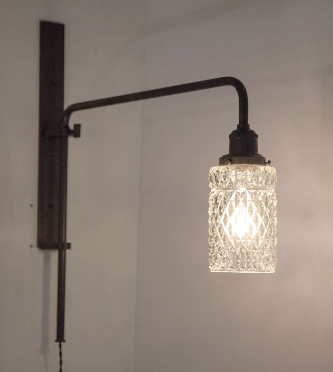 Pair of Black Metal and Cut Glass Wall Lamps at 1stdibs