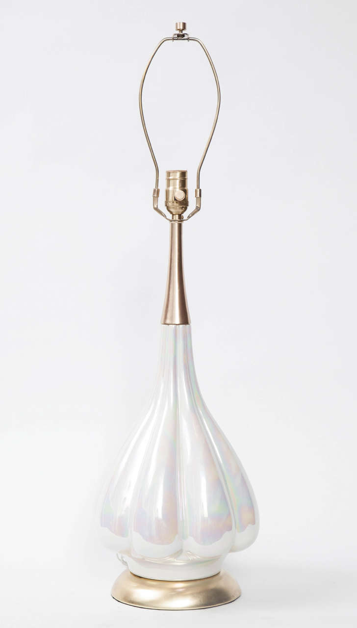 American Mid Century Opalescent Glazed Ceramic Lamps