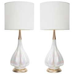 Mid Century Opalescent Glazed Ceramic Lamps