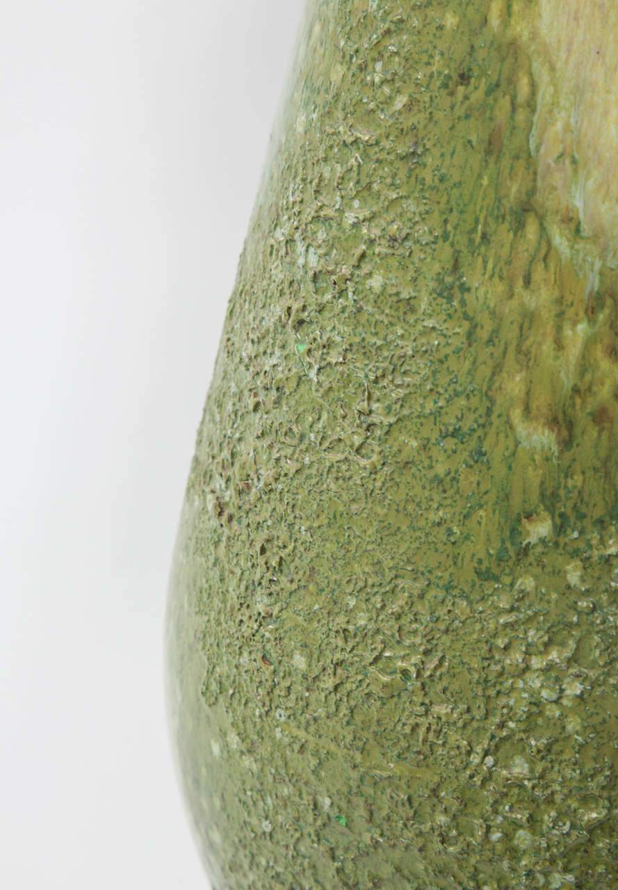 Brass Pair of Italian Sea Foam Green Ceramic Lamps
