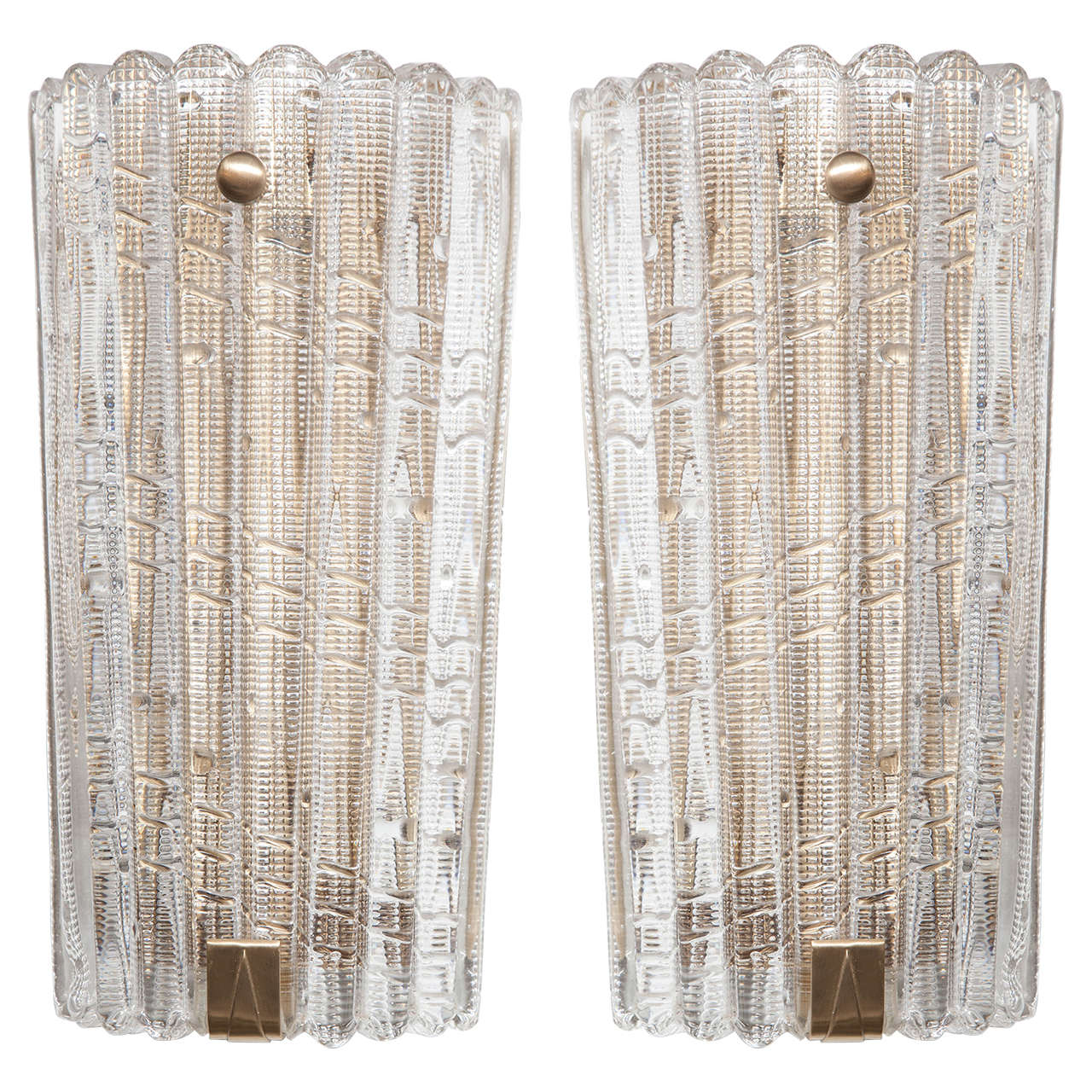 Pair of Large Crystal Sconces by Carl Fagerlund for Orrefors