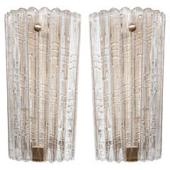 Pair of Large Crystal Sconces by Carl Fagerlund for Orrefors