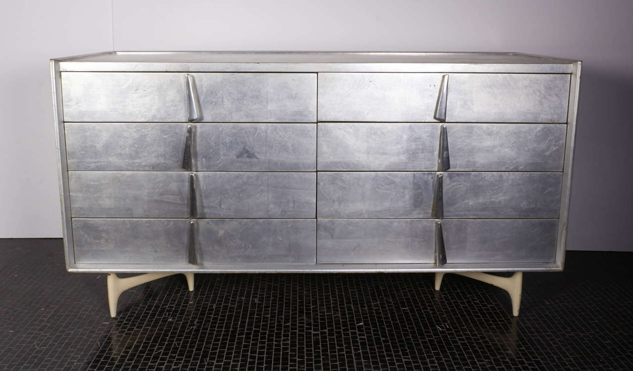 American Custom Silver Leaf Dresser by Donald Deskey for Charak