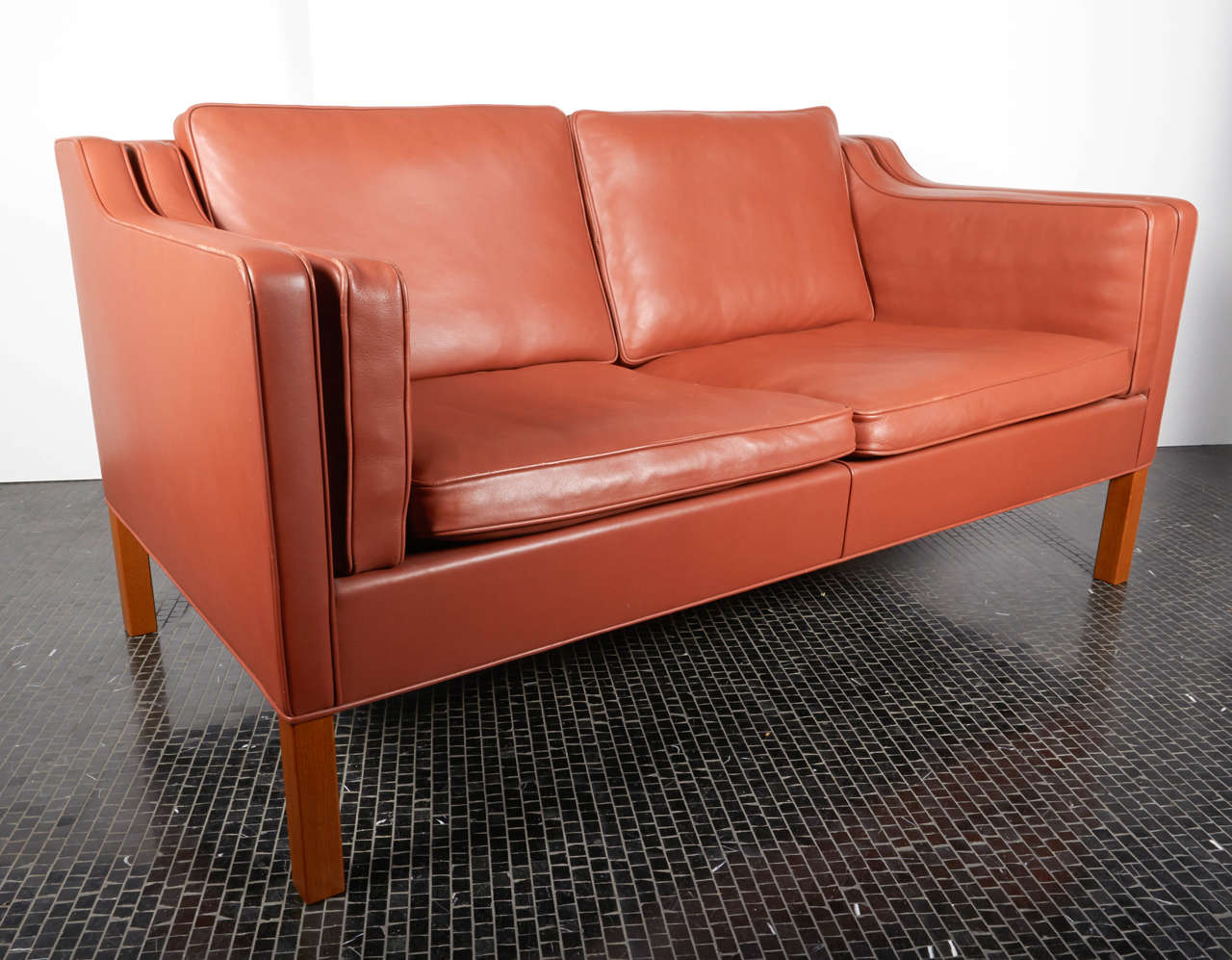 Pair of Børge Mogensen Leather Loveseats in Pristine Original Condition