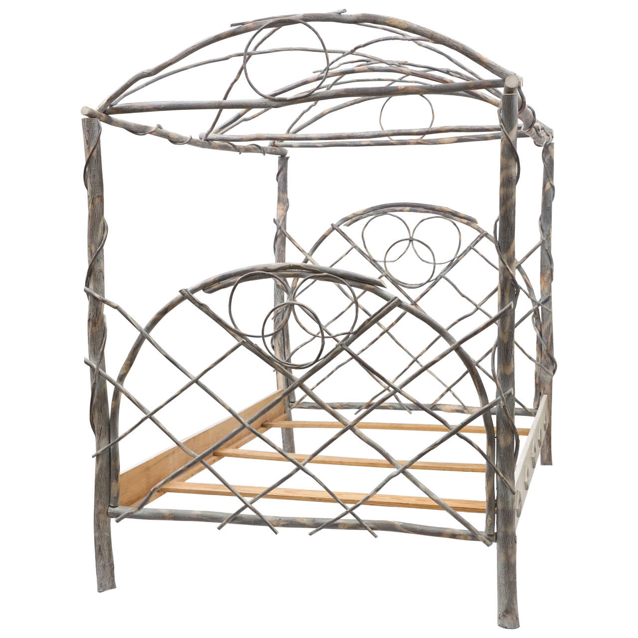 Whimsical Canopy Cottage Twig Bedframe For Sale