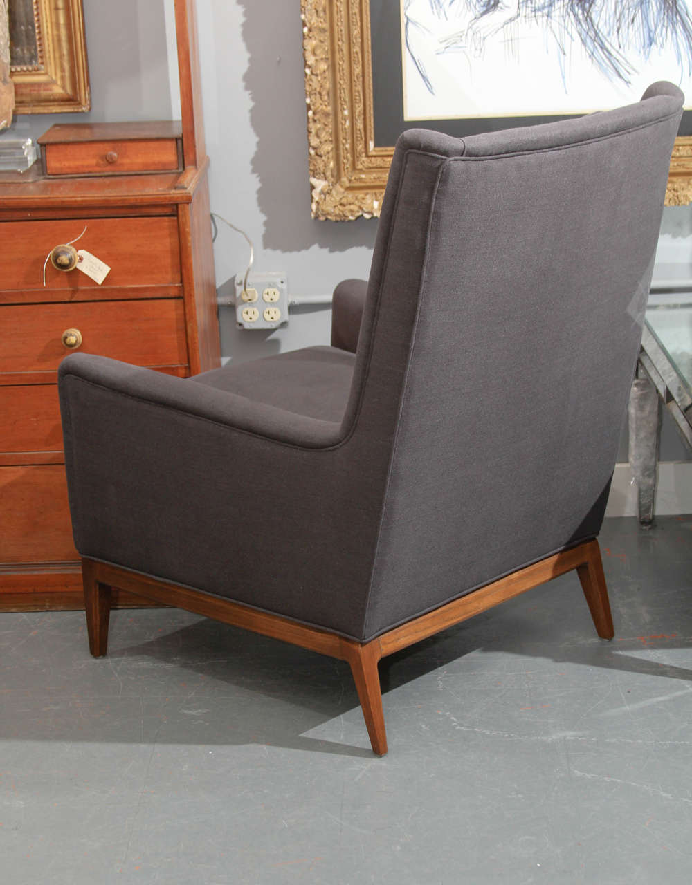 Mid-Century Chair in Charcoal Linen 4