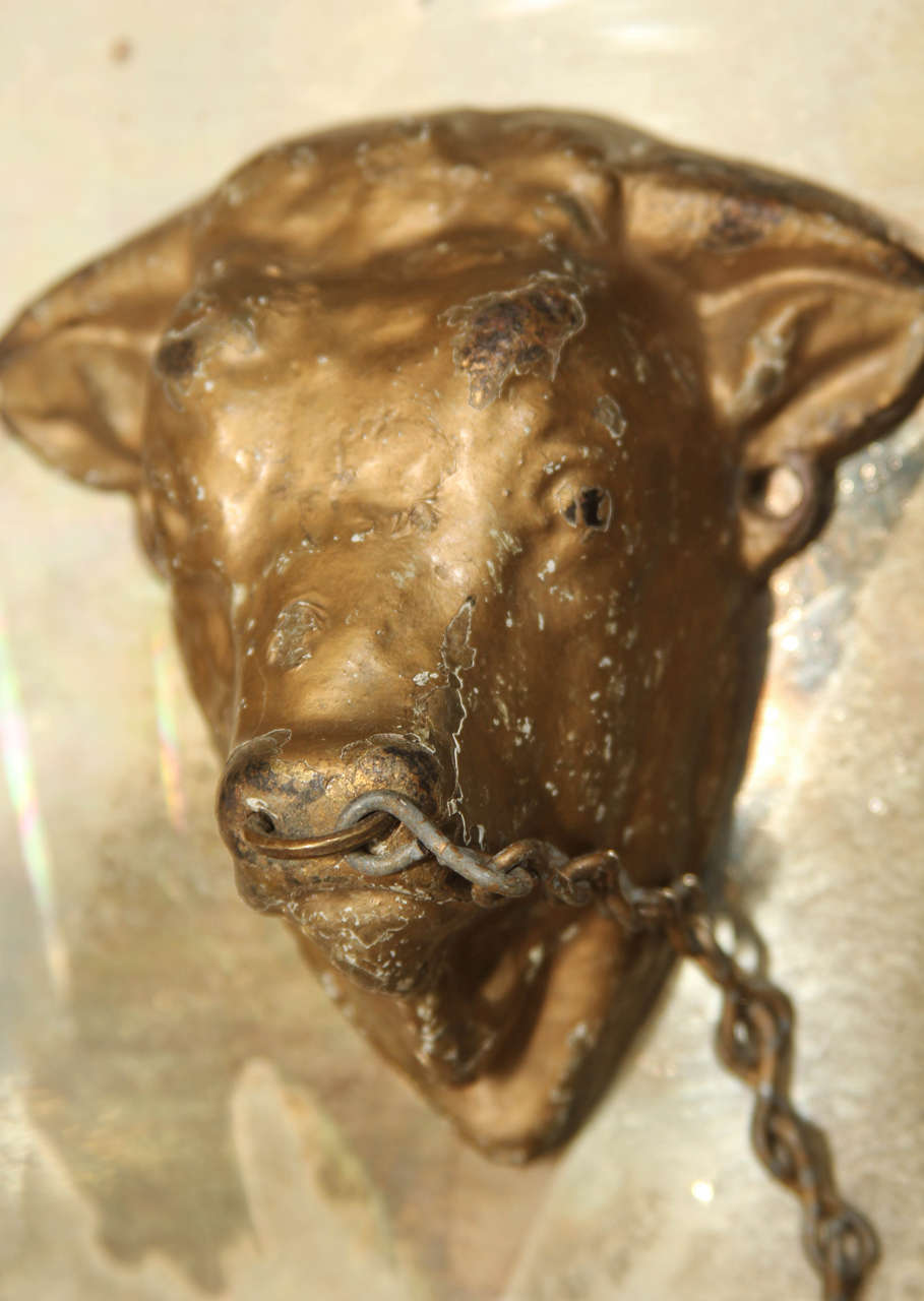 19th Century Iron Bulls Decorative Utensil Chain