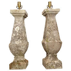 Pair of Lichen Encrusted Lamps