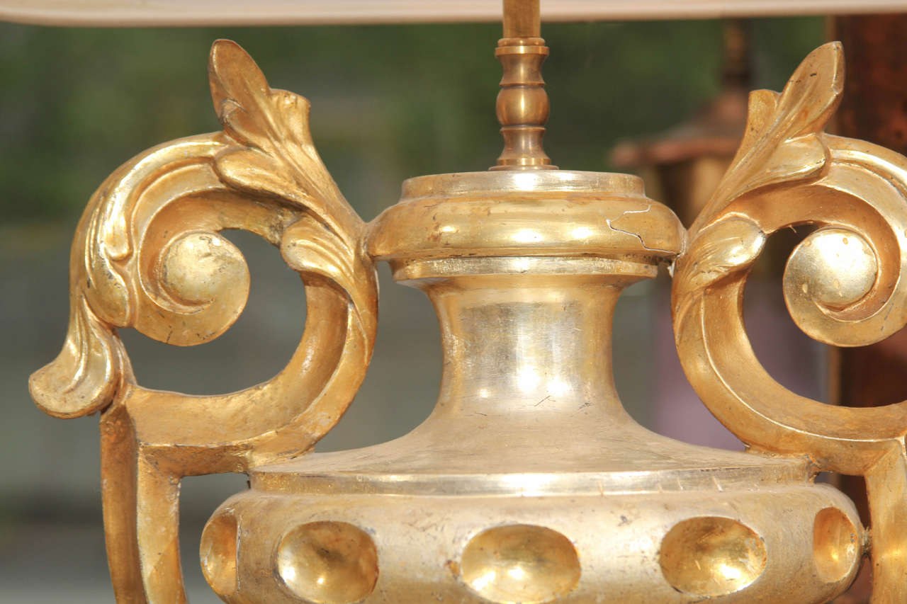 Pair of Gilded Urn Fragment Lamps In Good Condition In Seattle, WA