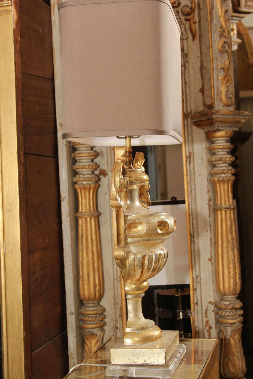 Pair of Gilded Urn Fragment Lamps 3