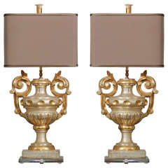 Pair of Gilded Urn Fragment Lamps 3