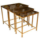 Set of Mid Century Brass Nesting Tables