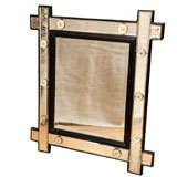 Antique French Greek Key Glass Frame Mirror
