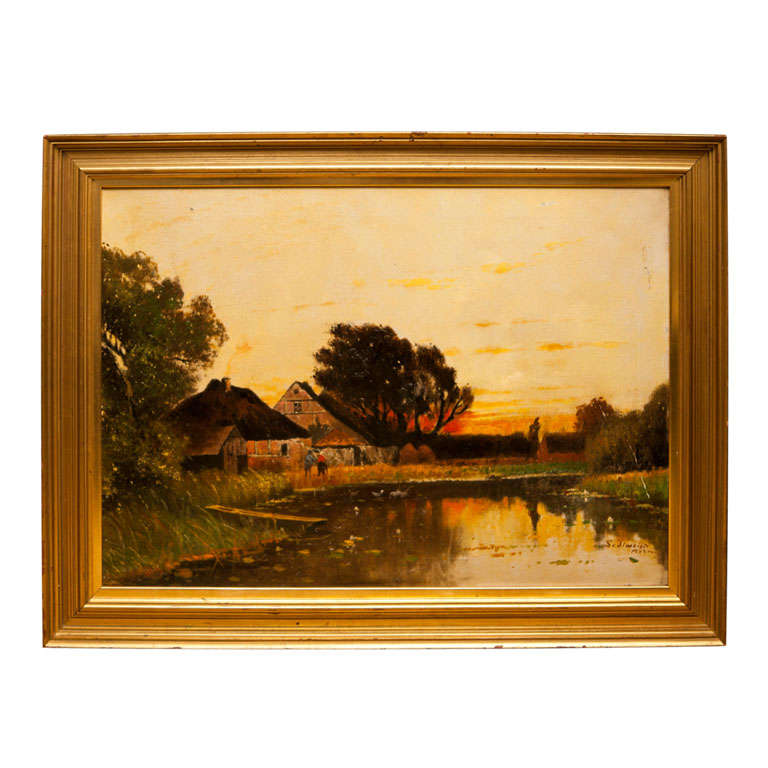 Framed Oil on Canvas by Josef Sedlmeier For Sale