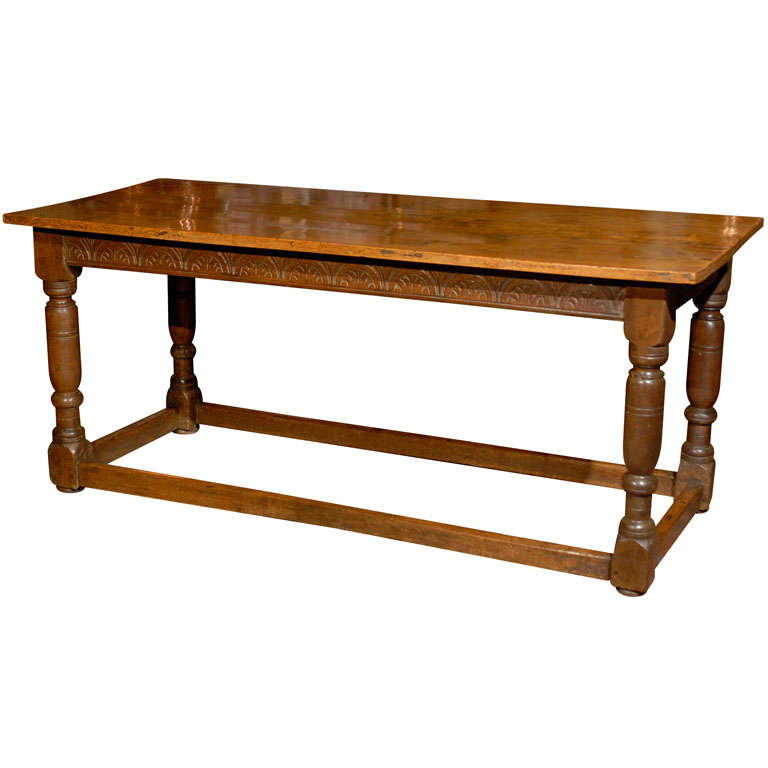 19th Century French Walnut Library Table For Sale