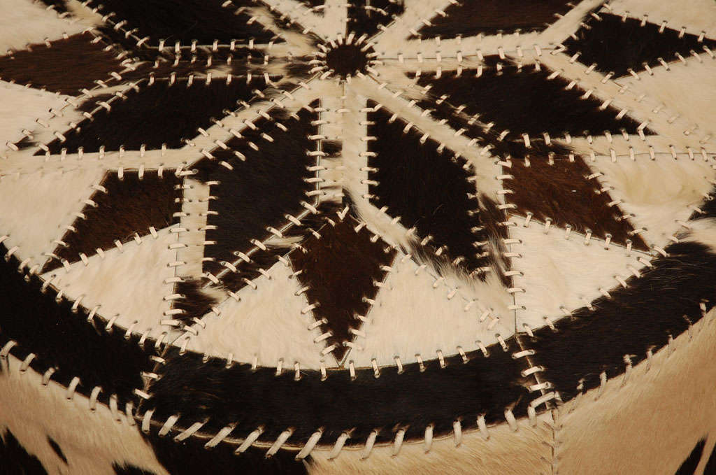 French Vintage Cow Hide Ottoman