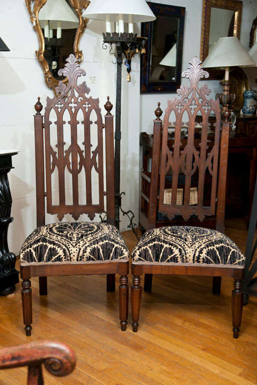 Pair Gothic Side Chairs