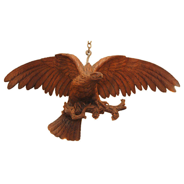 MAJESTIC BLACK FOREST EAGLE CARVING