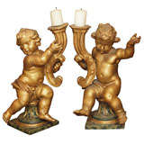 Pr. Italian Carved Gilt Wood Putti