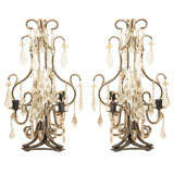 Pair of Iron and Crystal Girandoles