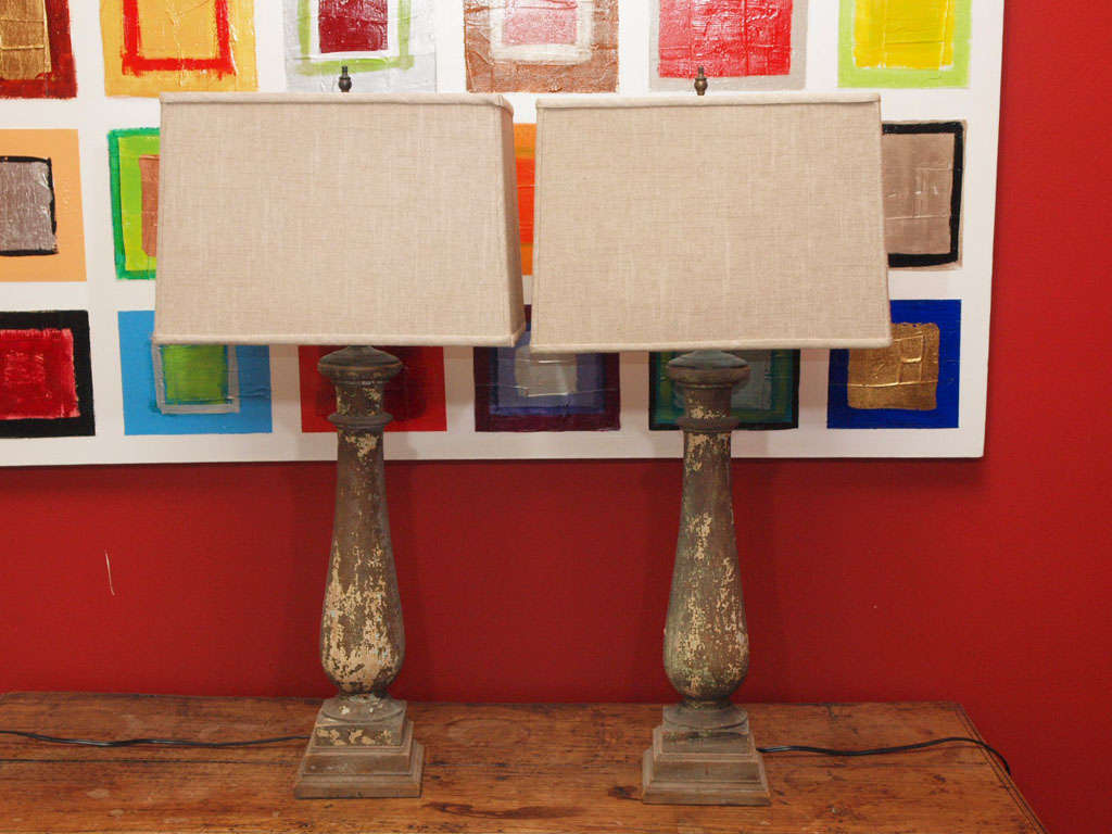 Pair of Rustic  Baluster Lamps