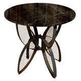 1950s Iron Table with Black Marble Top