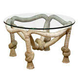 Unique Carved Rope Table Base with Glass Top