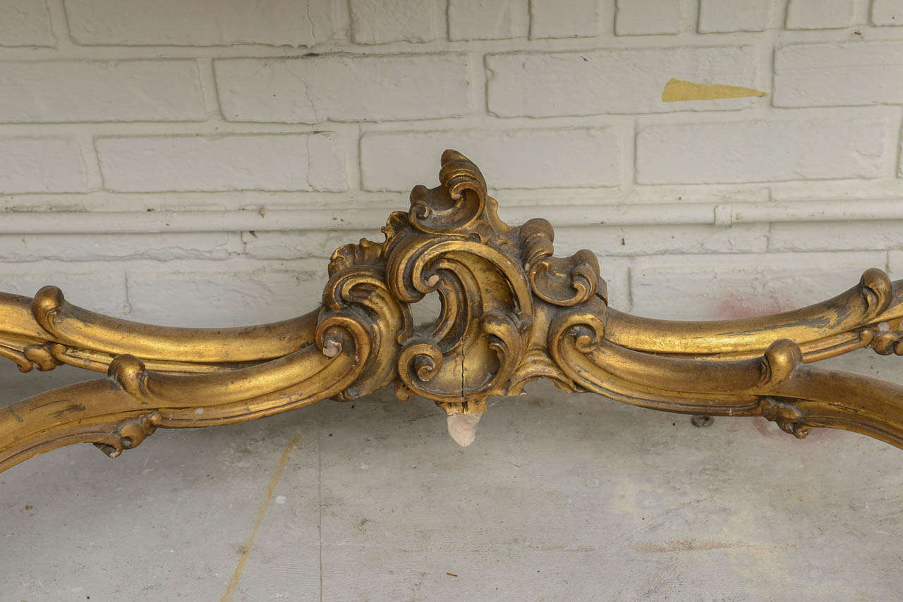19th c. French Superb Marble-Top, Gilt Console Table with Mirror 4