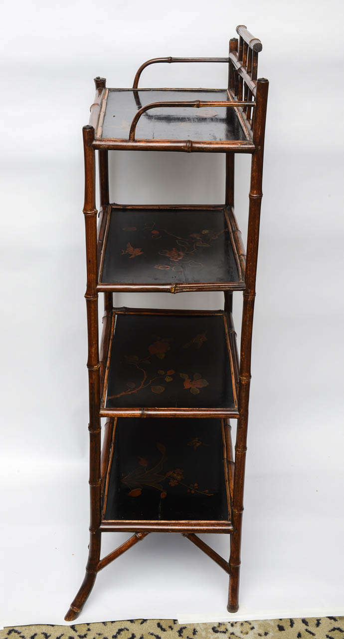 19th Century English Bamboo Etagere 1