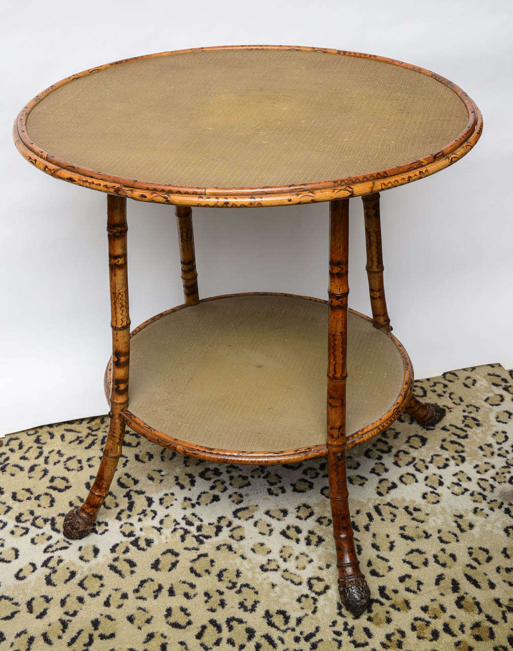 Its a very original side round bamboo table with roots..
