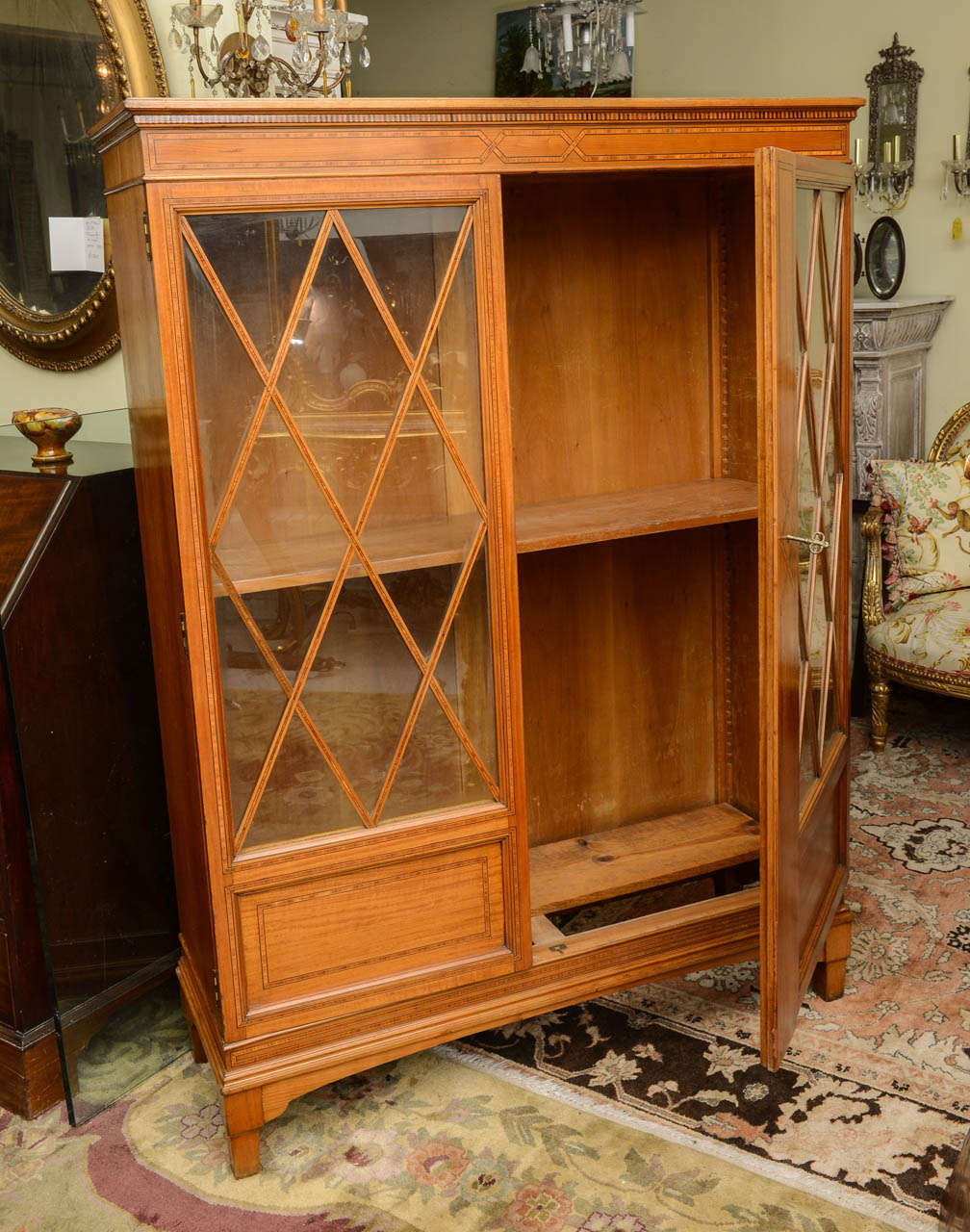 British 19th Century English  Superb Satinwood Bookcase
