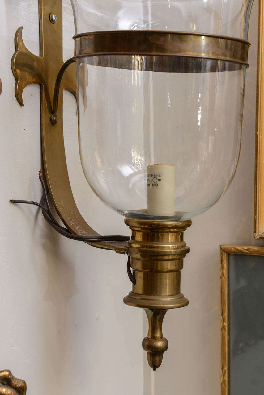 20th Century Pair of Vintage Chapman Brass Hurricane Lanterns