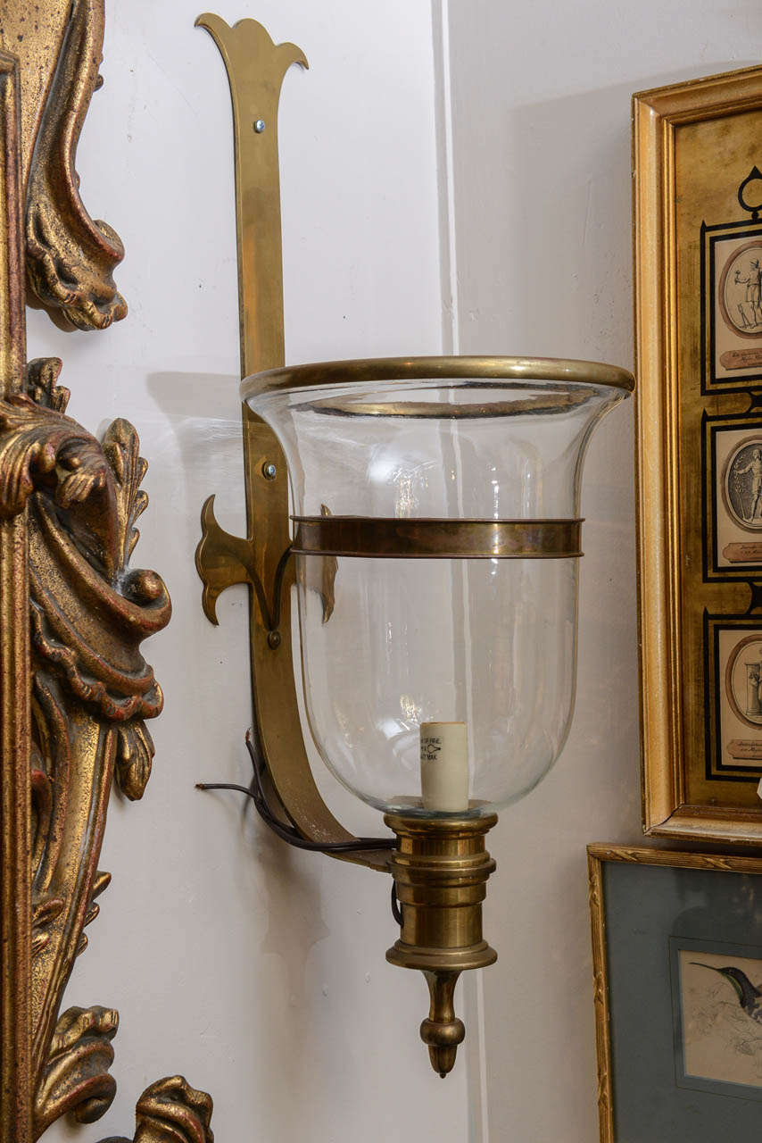 Pair of Vintage Chapman Brass Hurricane Lanterns 1