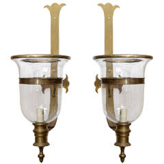 Pair of Vintage Chapman Brass Hurricane Lanterns