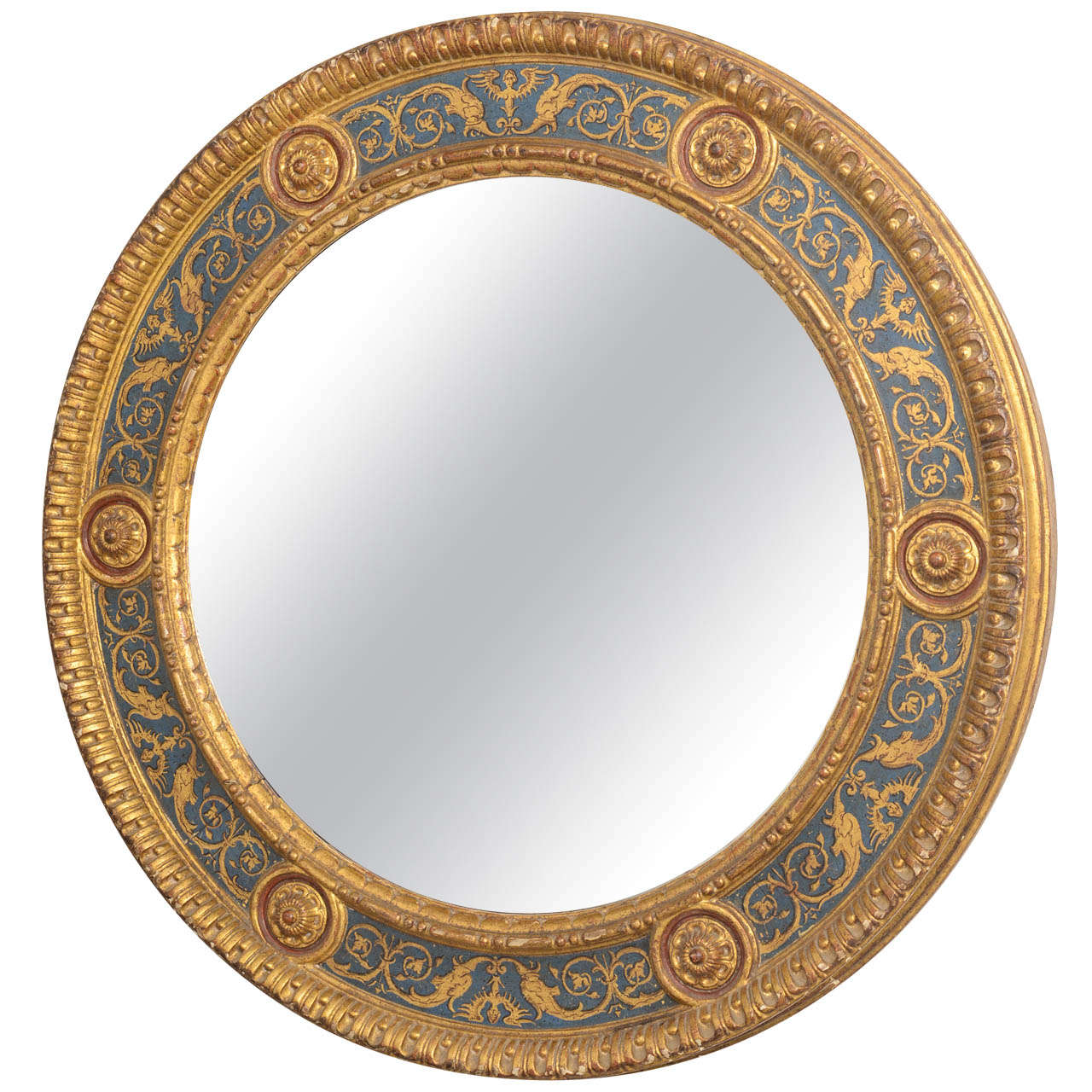 19th Century Florentine Round Mirror