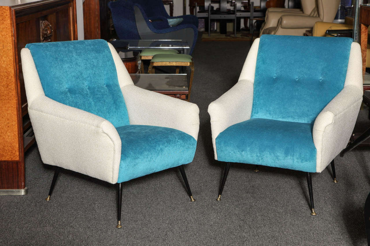 Brass Pair of Armchairs by Gio Ponti Made in Milan, 1955 For Sale