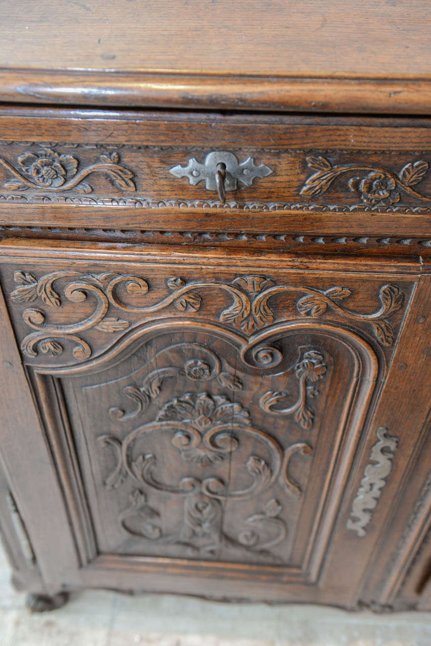 Iron 19th Century Carved Oak Buffet, Circa 1860 For Sale