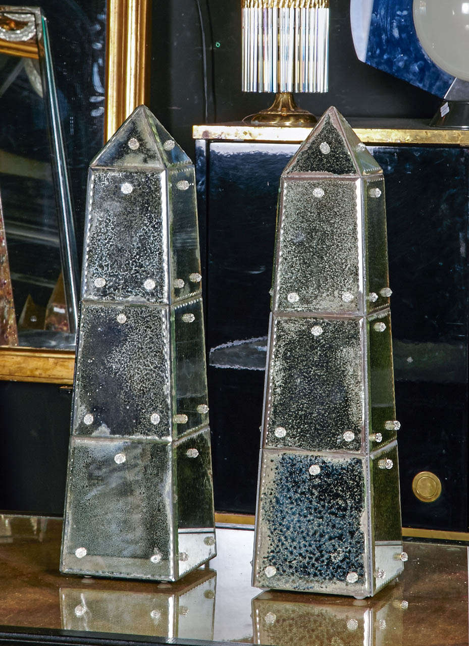 Pair of Murano glass Obelisks,Circa 1940