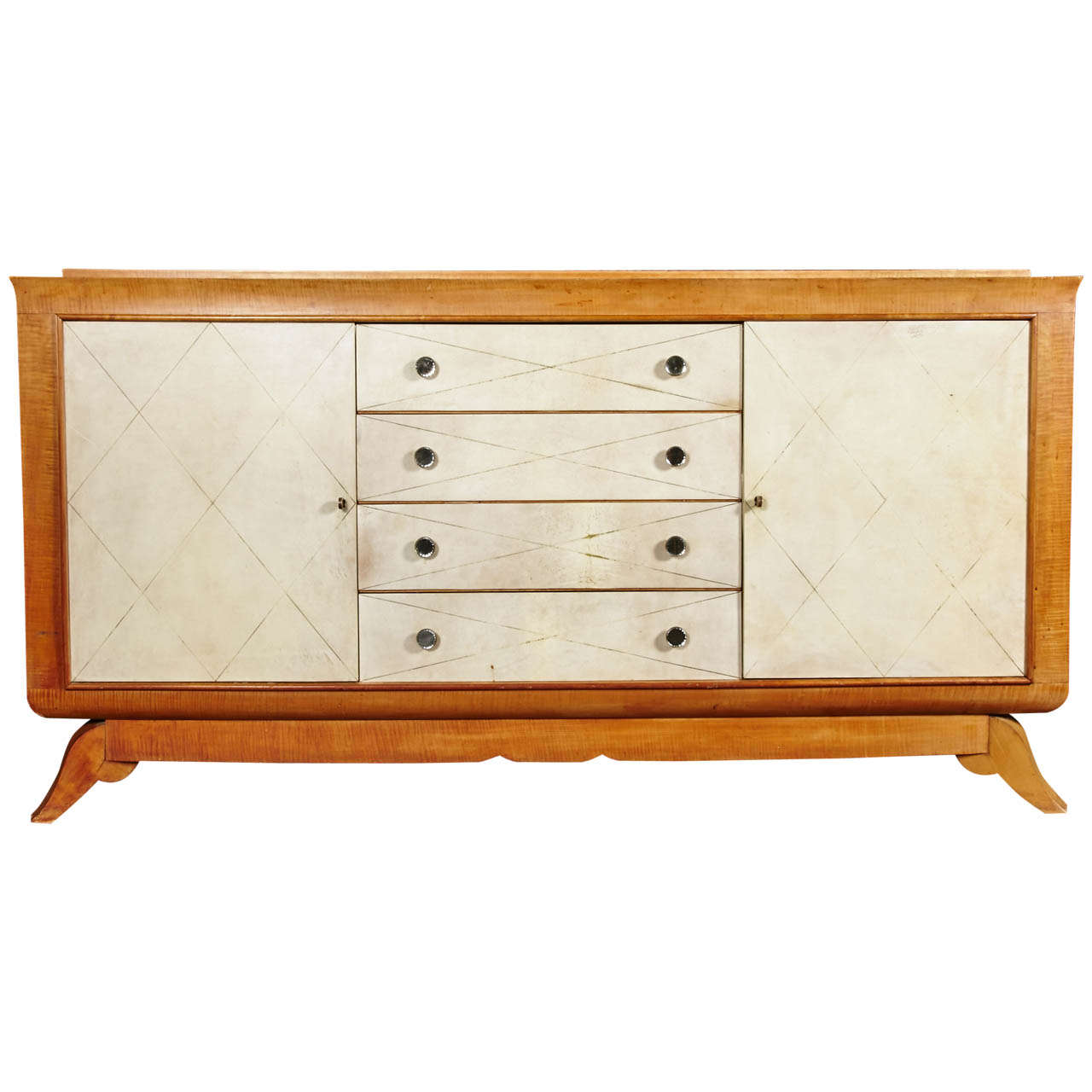 Parchemin Buffet Attributed to Suzanne Guiguichon in Sycamore Wood For Sale
