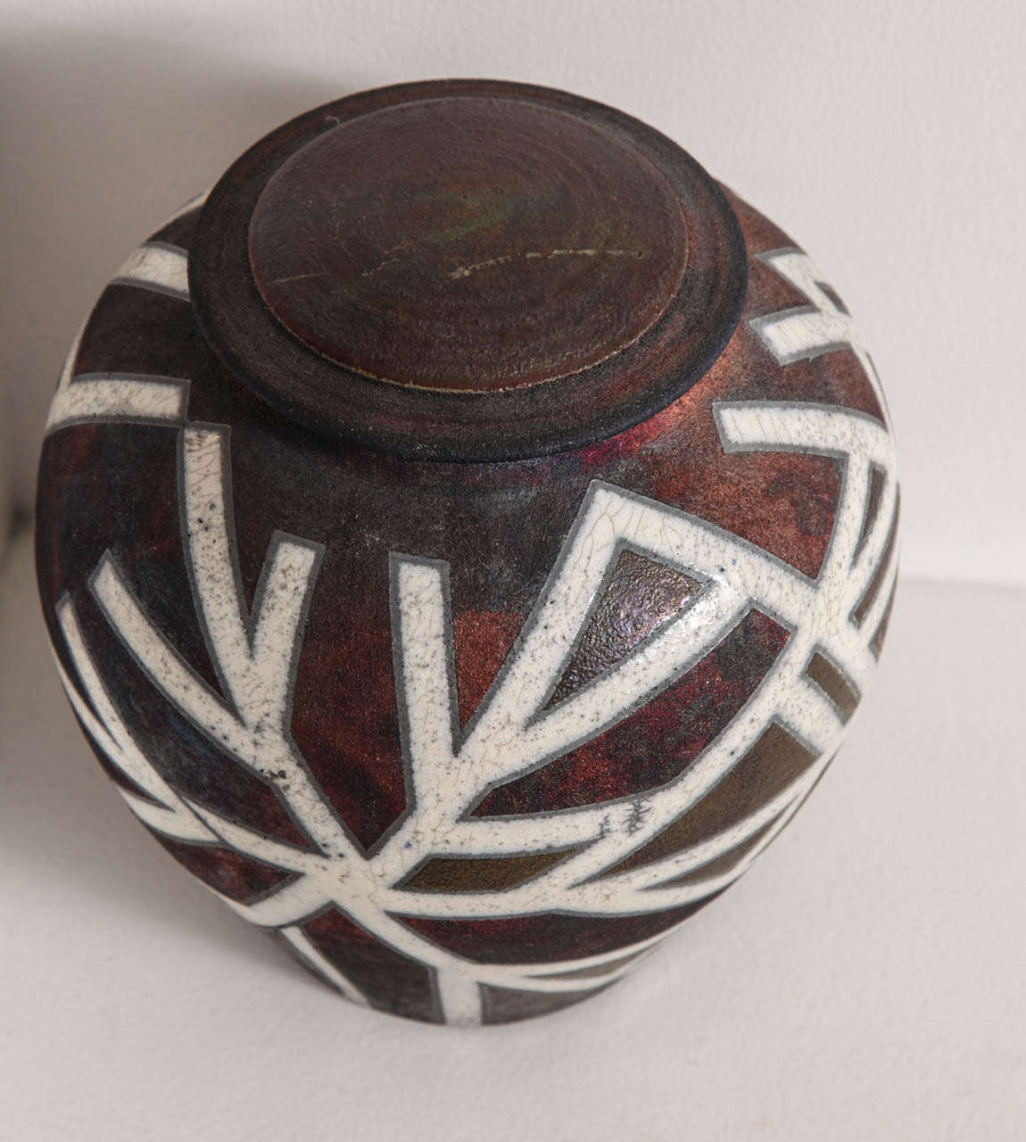 Deborah Slahta Covered Ceramic Jar In Excellent Condition In New York, NY