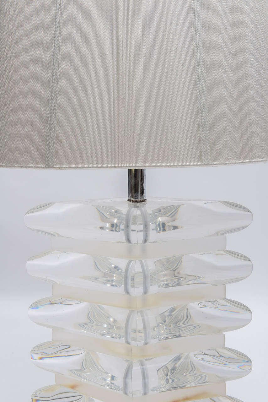 Large Vintage Stacked Lucite Lamp 2