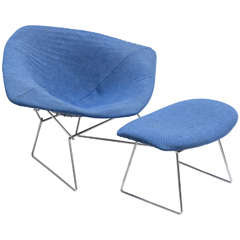 Jumbo "Diamond" Chair and Ottoman by  Harry Bertoia