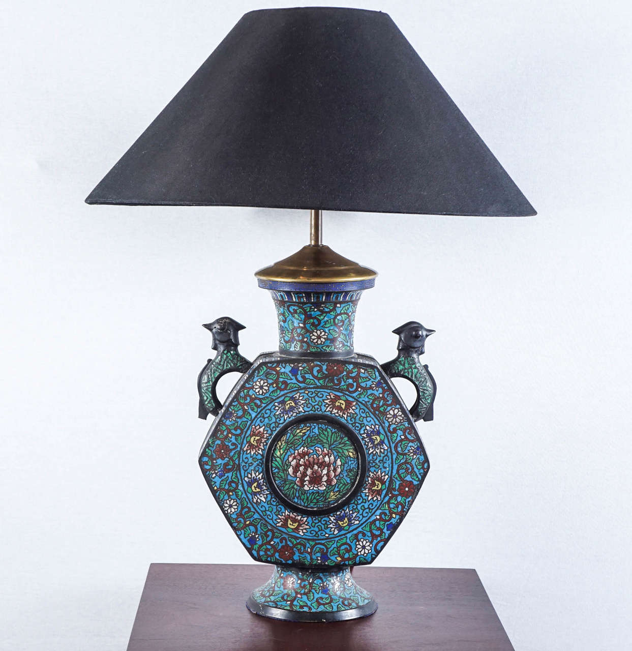 Early 20th Century Japanese Champlevé Lamp
