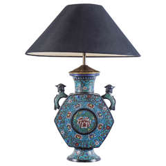 Early 20th Century Japanese Champlevé Lamp