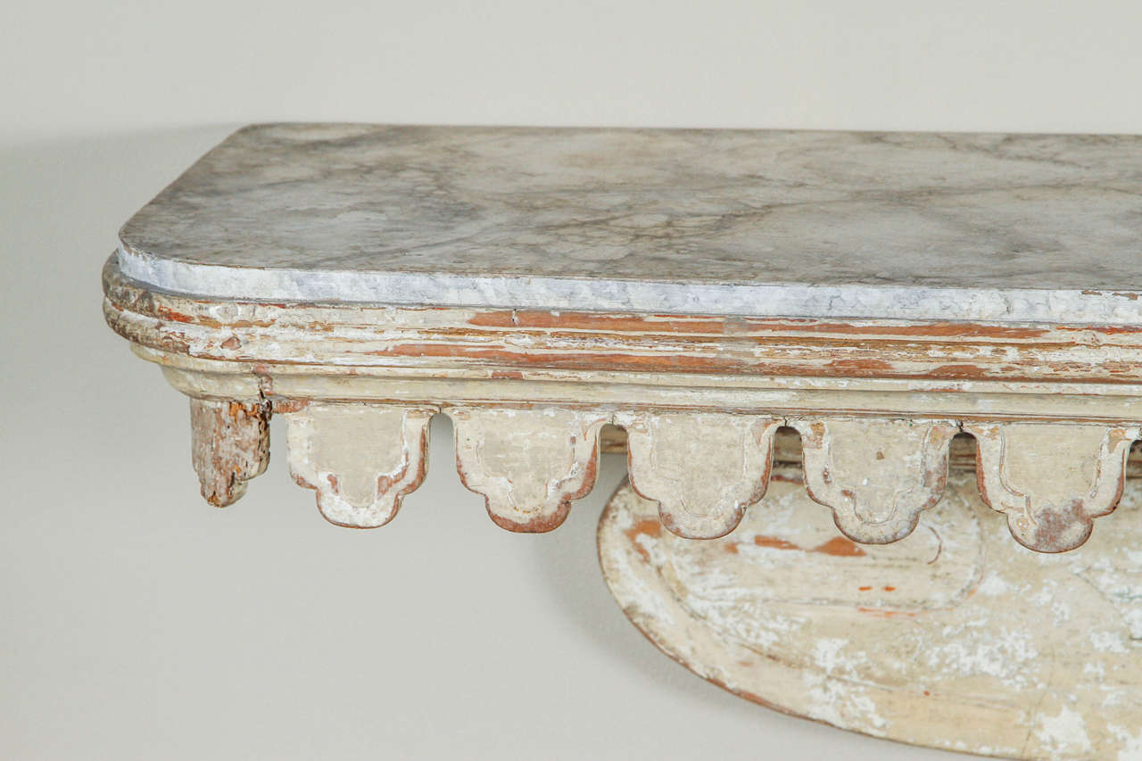 18th Century Italian Hand Carved and hand Painted Console Table or Shelf In Good Condition For Sale In Los Angeles, CA