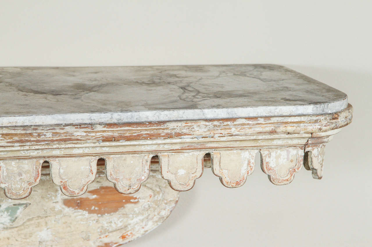 18th Century Italian Hand Carved and hand Painted Console Table or Shelf For Sale 1