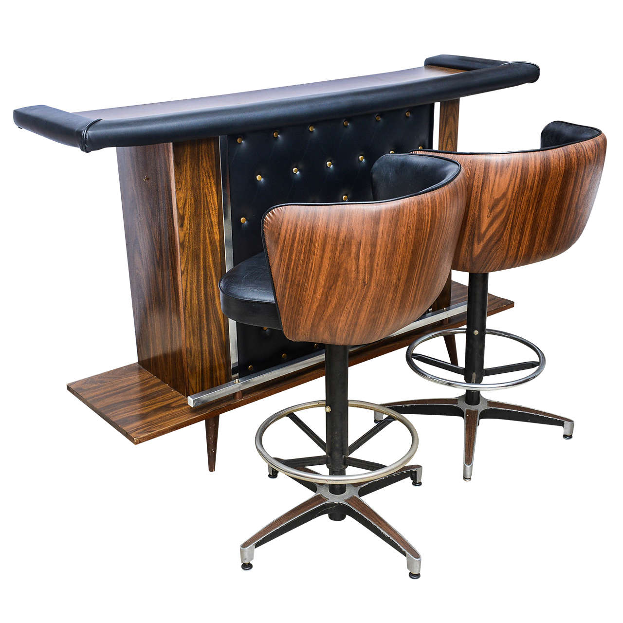 MCM Vintage Bar Set with Two Stools, America 1950s