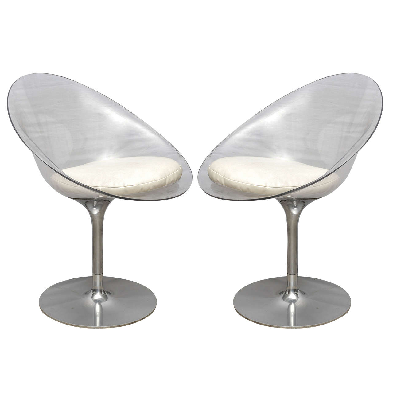 Pair of Philippe Starck of Lucite and Chrome by Kartell Eros Swivel Chairs  at 1stDibs | kartell eros chair, lucite swivel chair, eros chair kartell