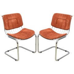 Pair of Italian Chrome Wire Chairs, Italy Late 1960s